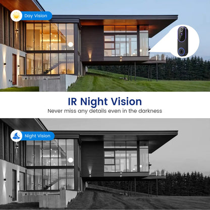 1080P Wireless Video Doorbell Camera, Smart AI Human Detection, FHD Live View, Cloud Storage, Night Vision, Two Way Audio, Instant Alert, 2.4G Wifi Only, Indoor/Outdoor Surveillance Cam for Home Security System