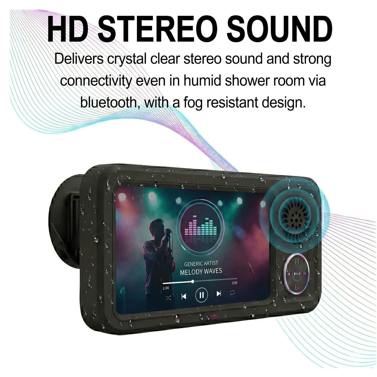 Bathroom Shower Waterproof Phone Holder,Bluetooth Speaker 360°Rotation Touch Screen Mobile Phone Box,Suction Cup Bathroom Case Mount Shelf
