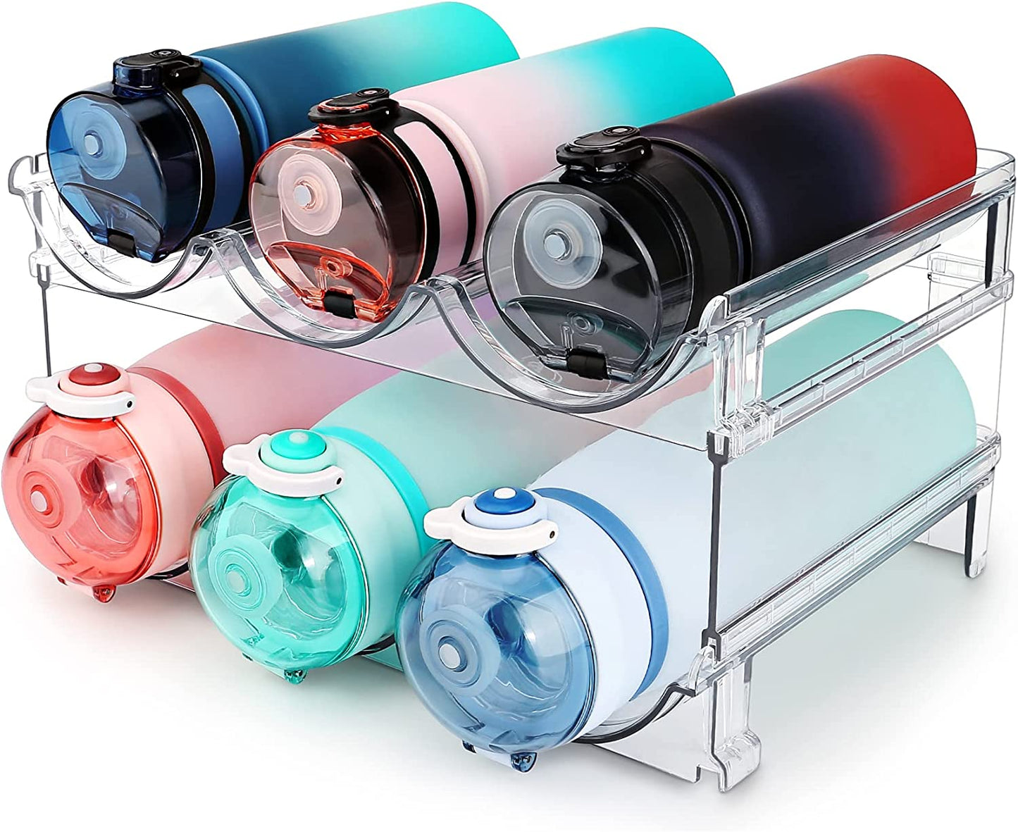 Water Bottle Cabinet Organizer - Stackable Storage Rack (Set of 2)