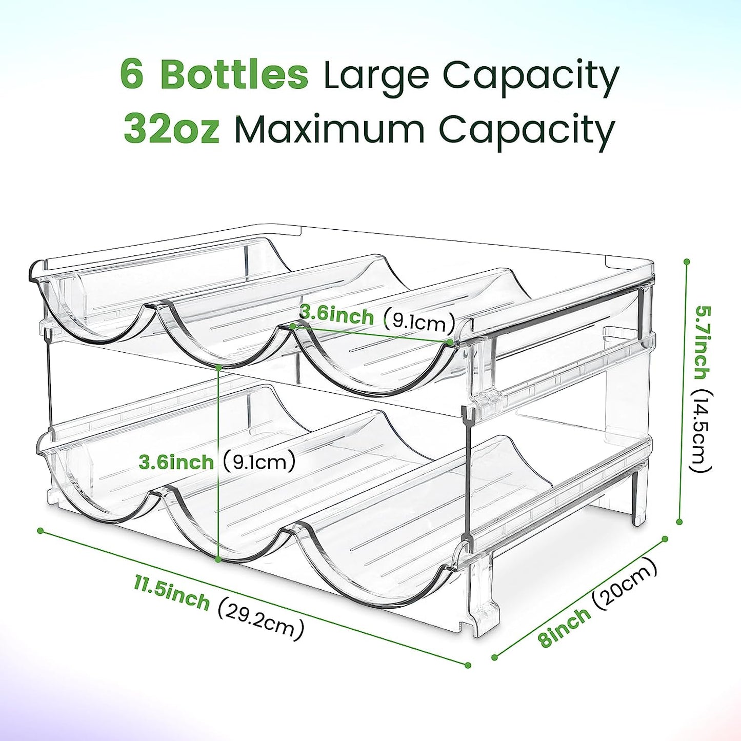 Water Bottle Cabinet Organizer - Stackable Storage Rack (Set of 2)