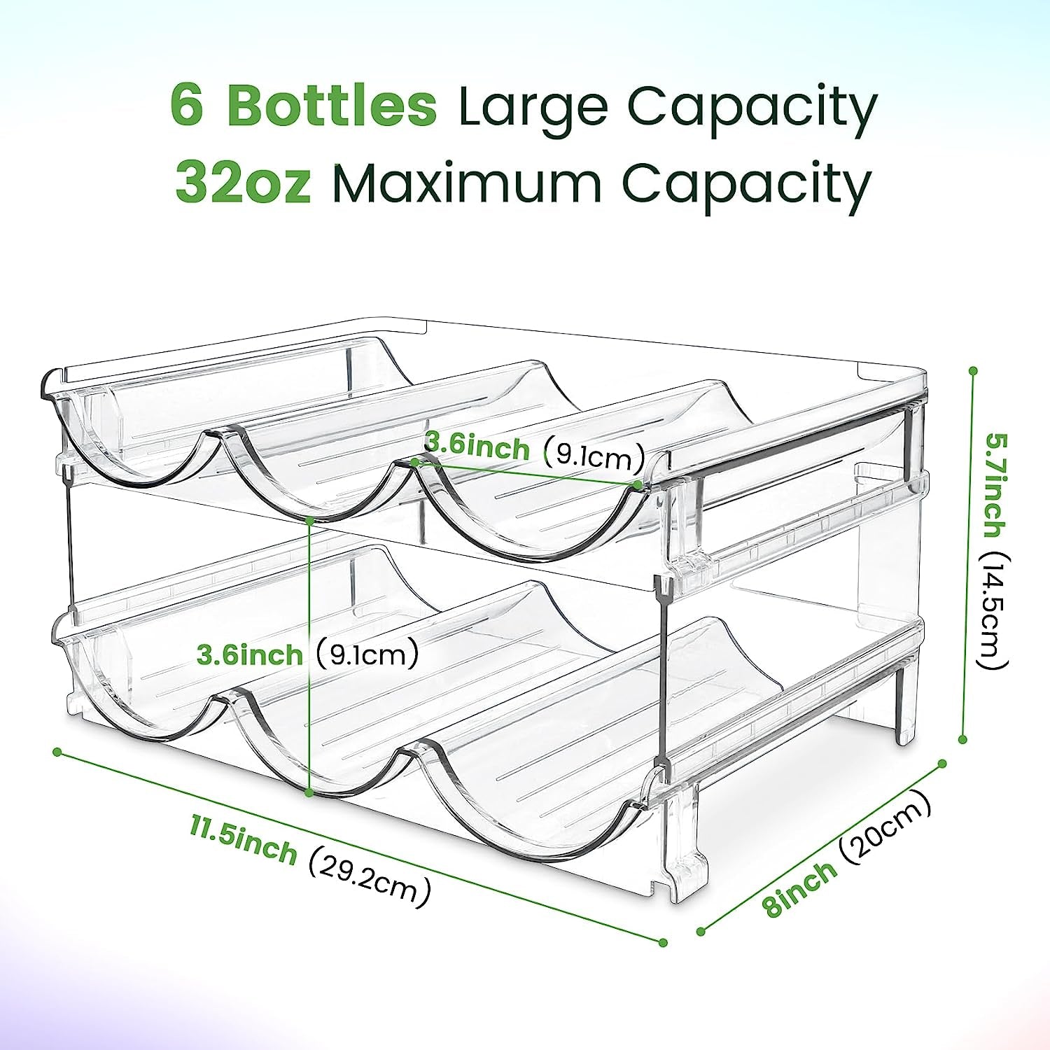 Water Bottle Cabinet Organizer - Stackable Storage Rack (Set of 2)