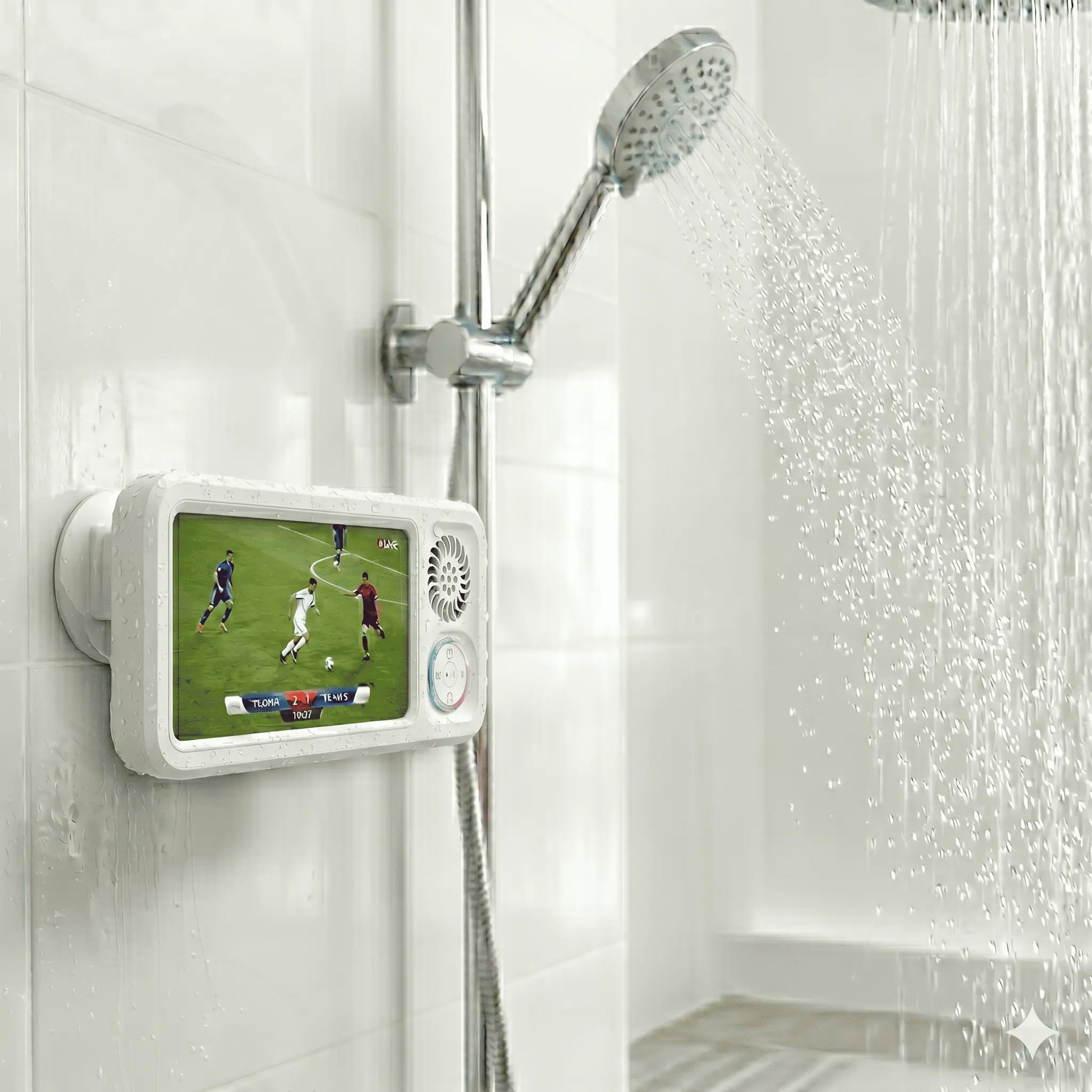 Bathroom Shower Waterproof Phone Holder,Bluetooth Speaker 360°Rotation Touch Screen Mobile Phone Box,Suction Cup Bathroom Case Mount Shelf